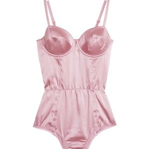 Fleur Du Mal Satin Bullet Bodysuit – Rose/Small